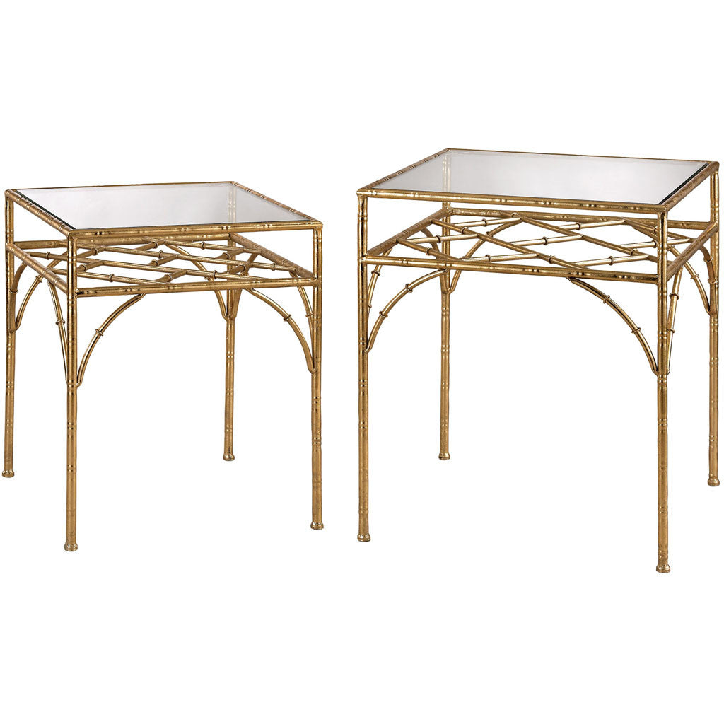 Eastman 2-Piece Gilded Bamboo Shelf Table