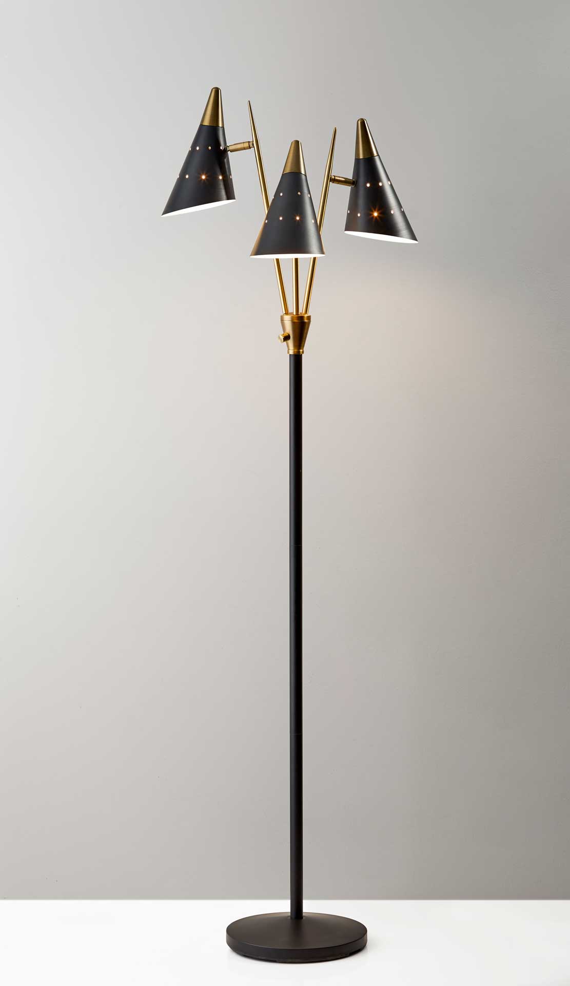 Nancy 3-Arm Floor Lamp Black/Brass