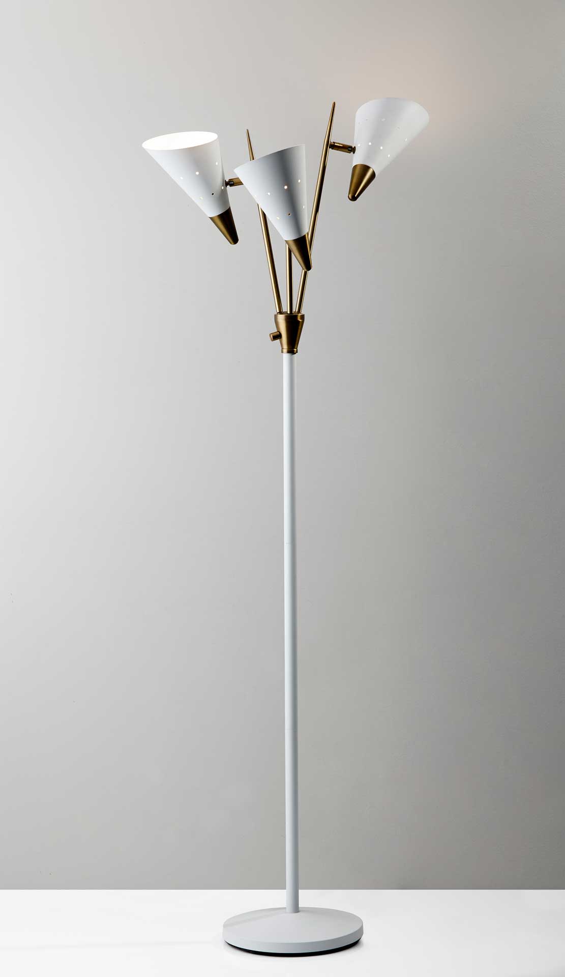 Nancy 3-Arm Floor Lamp White/Brass