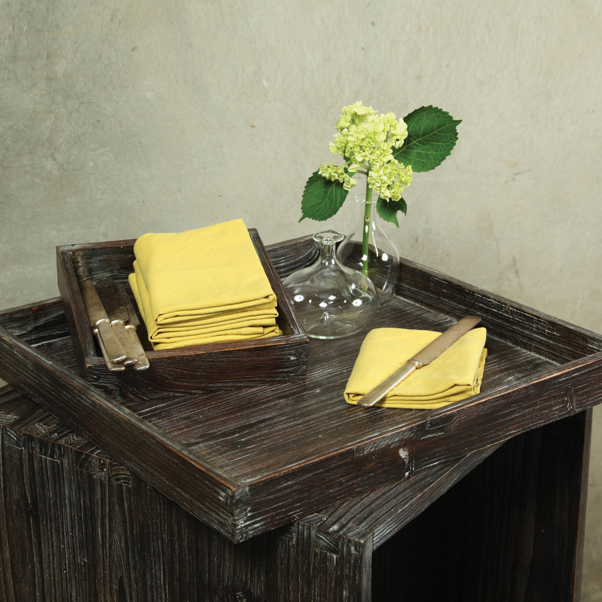 Poly Square Wood Tray Small