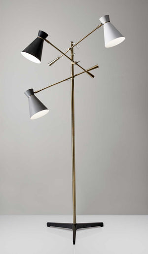 Lyon 3-Arm Floor Lamp Brass