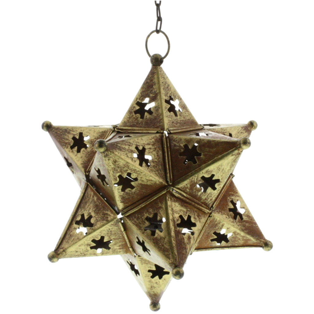 Octavia Hanging Star Metal Lantern Antique Gold