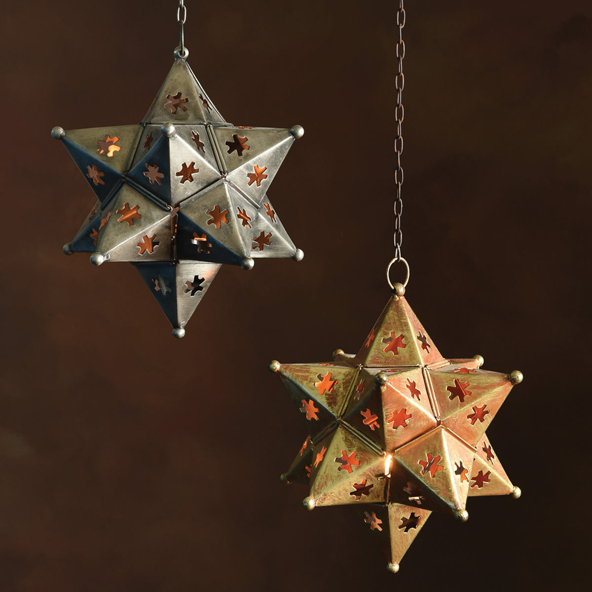 Octavia Hanging Star Metal Lantern Antique Gold