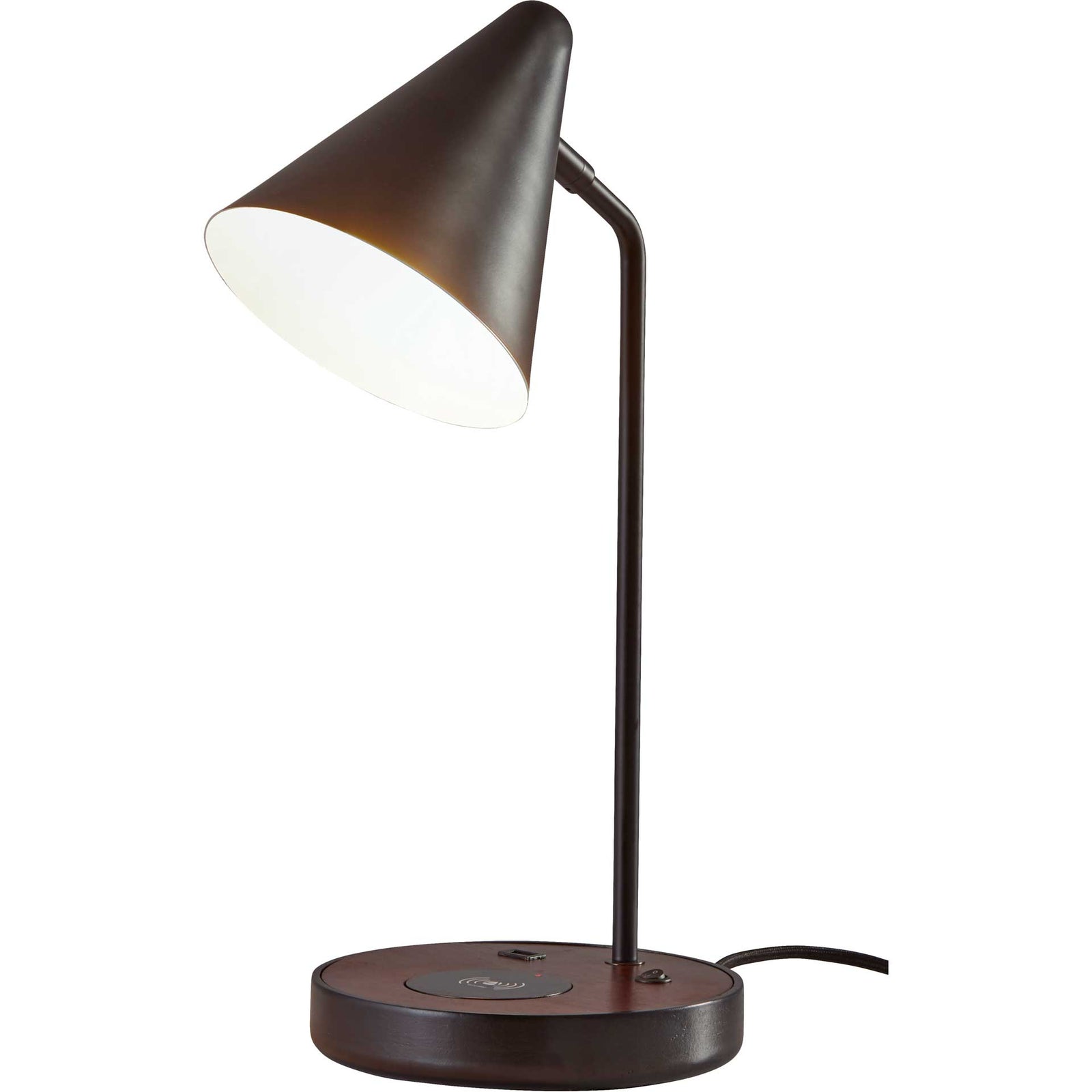Orvault Wireless Charge Desk Lamp Black/Walnut
