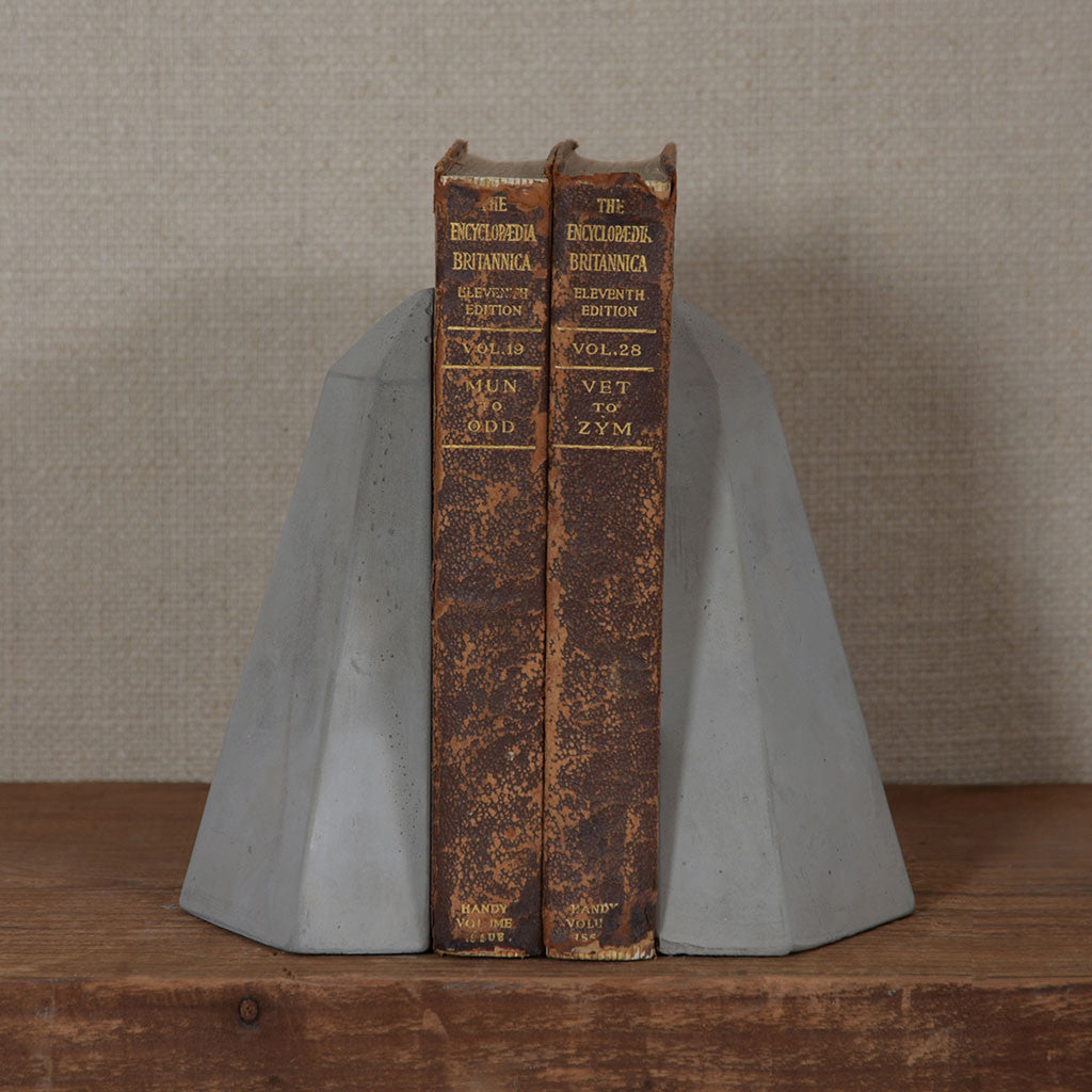 Geometric Cement Bookends Obelisk