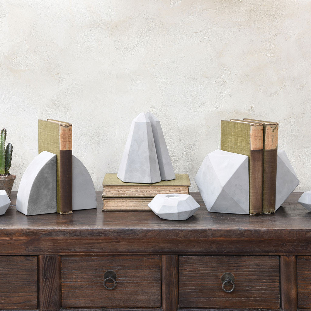 Geometric Cement Bookends Obelisk