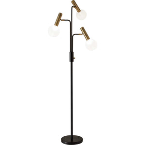 Simon LED 3-Arm Floor Lamp Black/Brass
