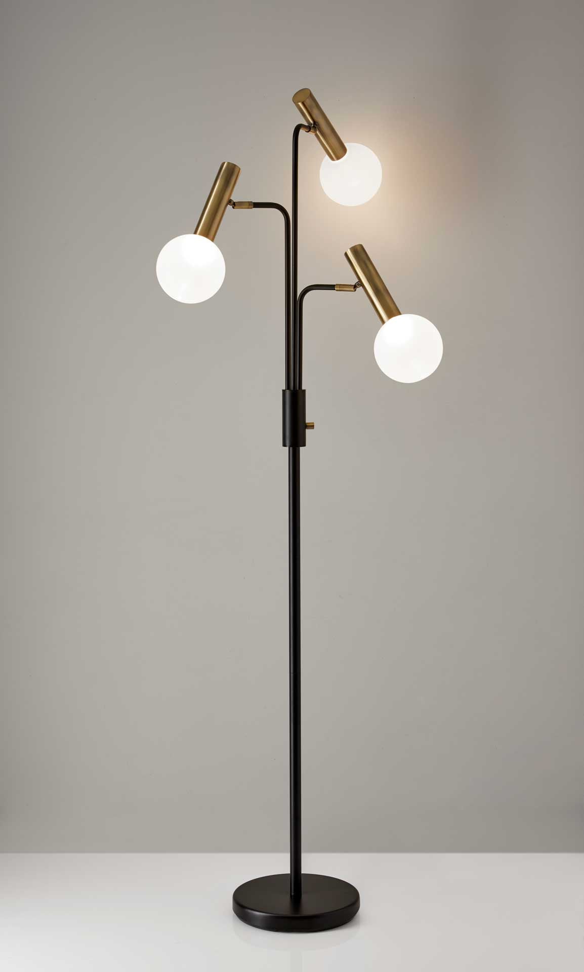 Simon LED 3-Arm Floor Lamp Black/Brass
