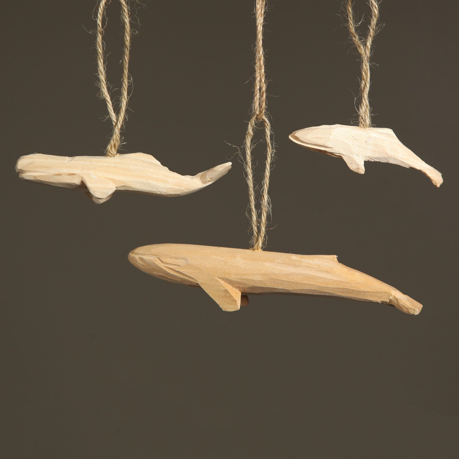 Carved Wood Humpback Whale Ornament