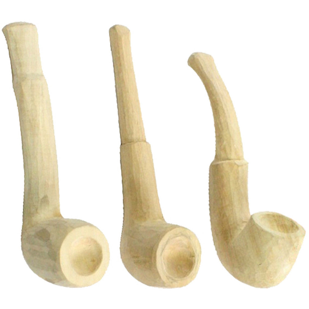 Carved Wood Pipes (Set of 3)
