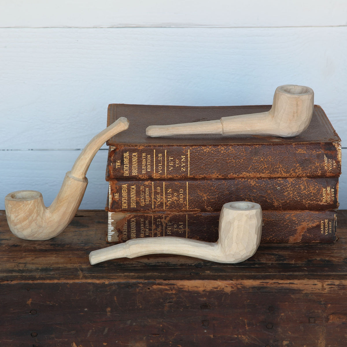 Carved Wood Pipes (Set of 3)