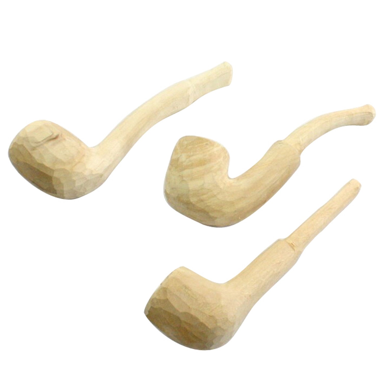 Carved Wood Pipes (Set of 3)
