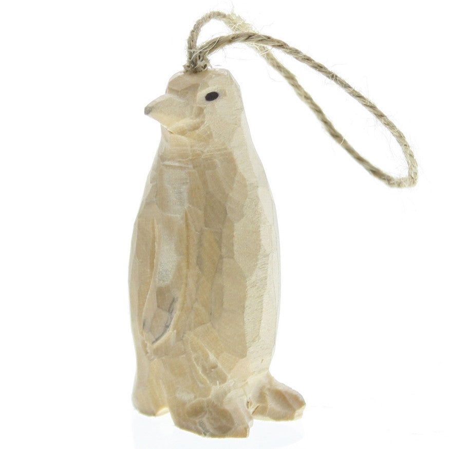 Carved Wood Penguin Ornament