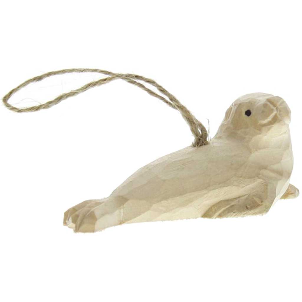 Carved Wood Seal Ornament