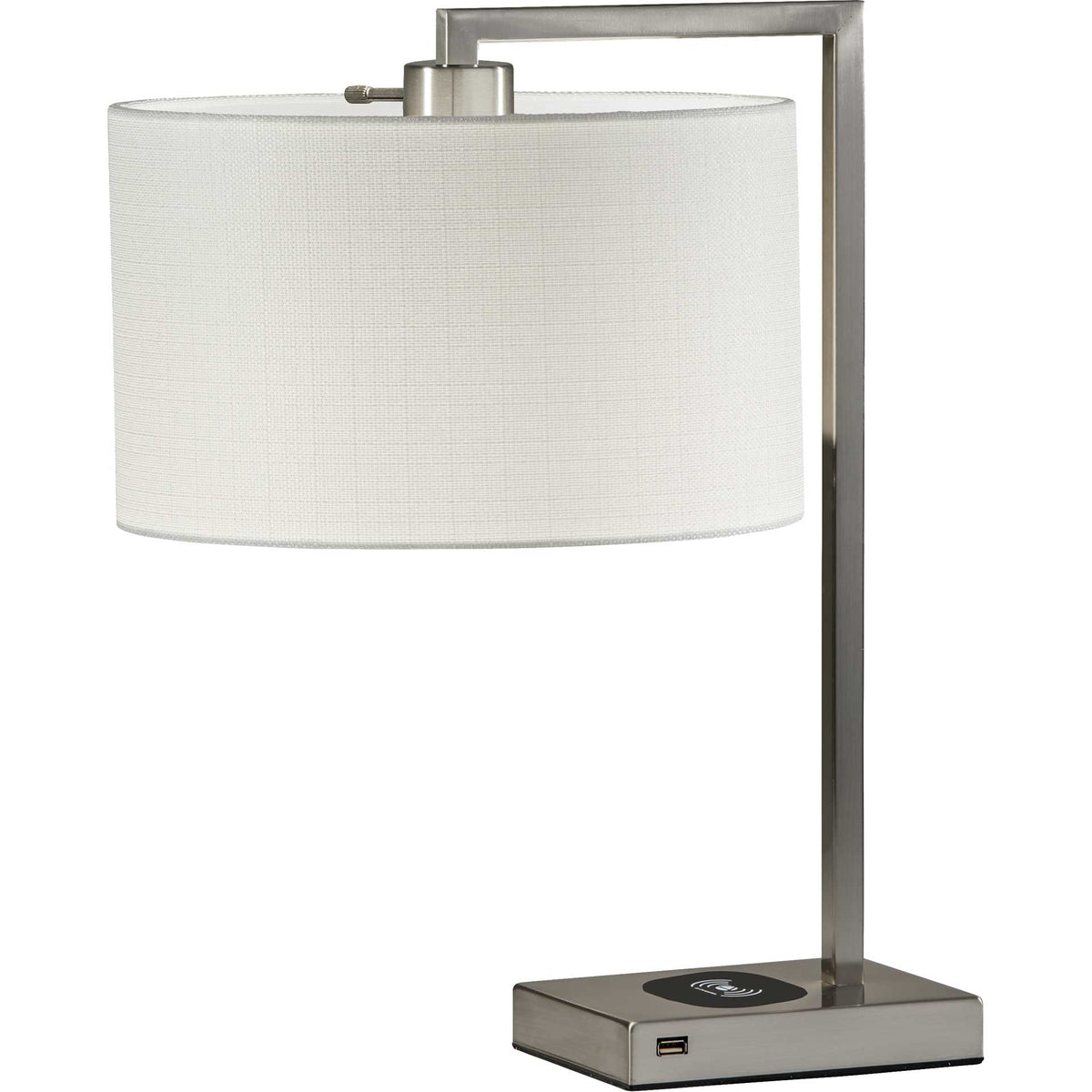 Aurillac Wireless Charge Table Lamp Brushed Steel