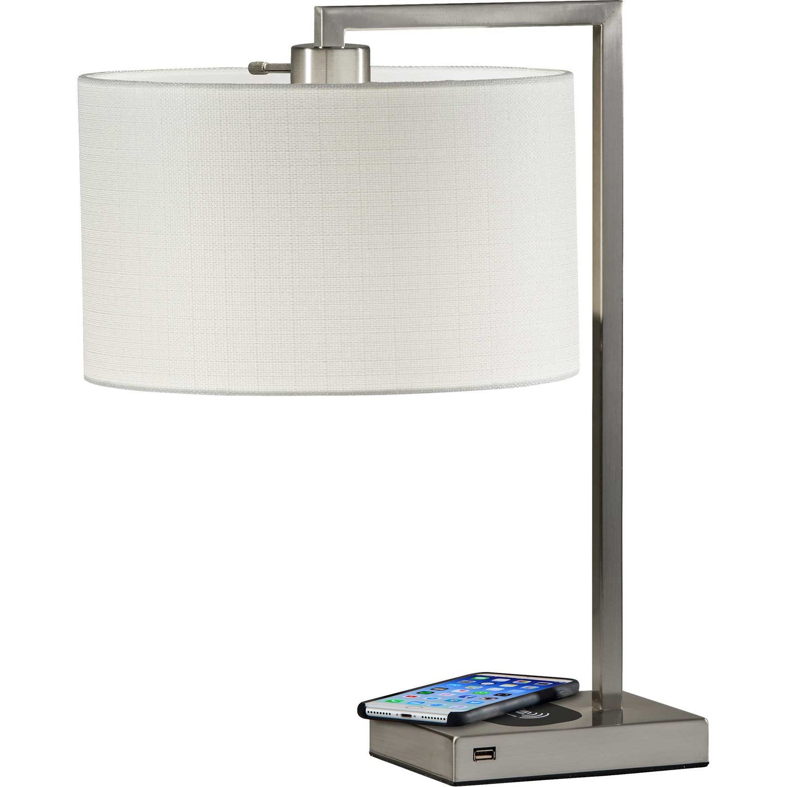 Aurillac Wireless Charge Table Lamp Brushed Steel