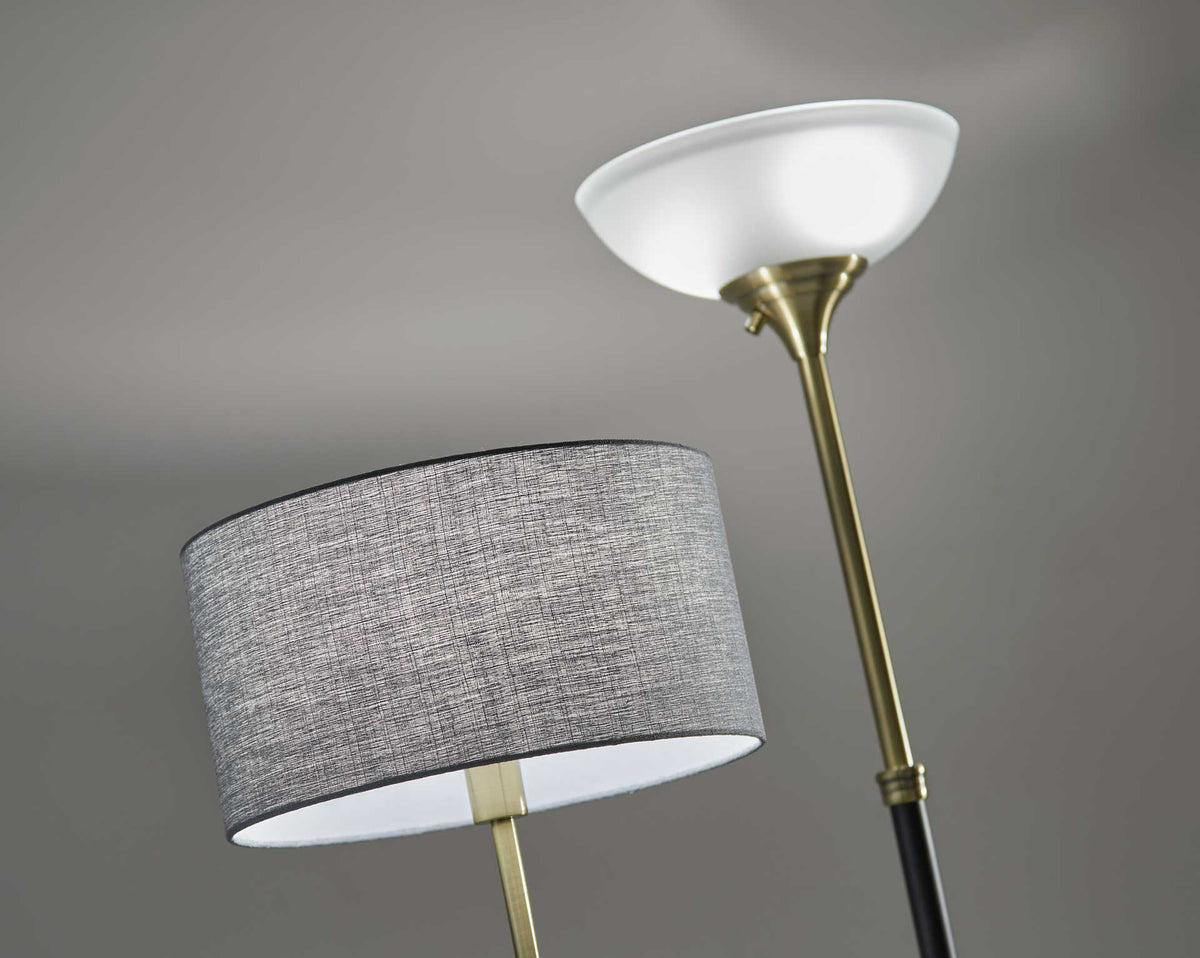 Begles Torchiere Black/Antique Brass