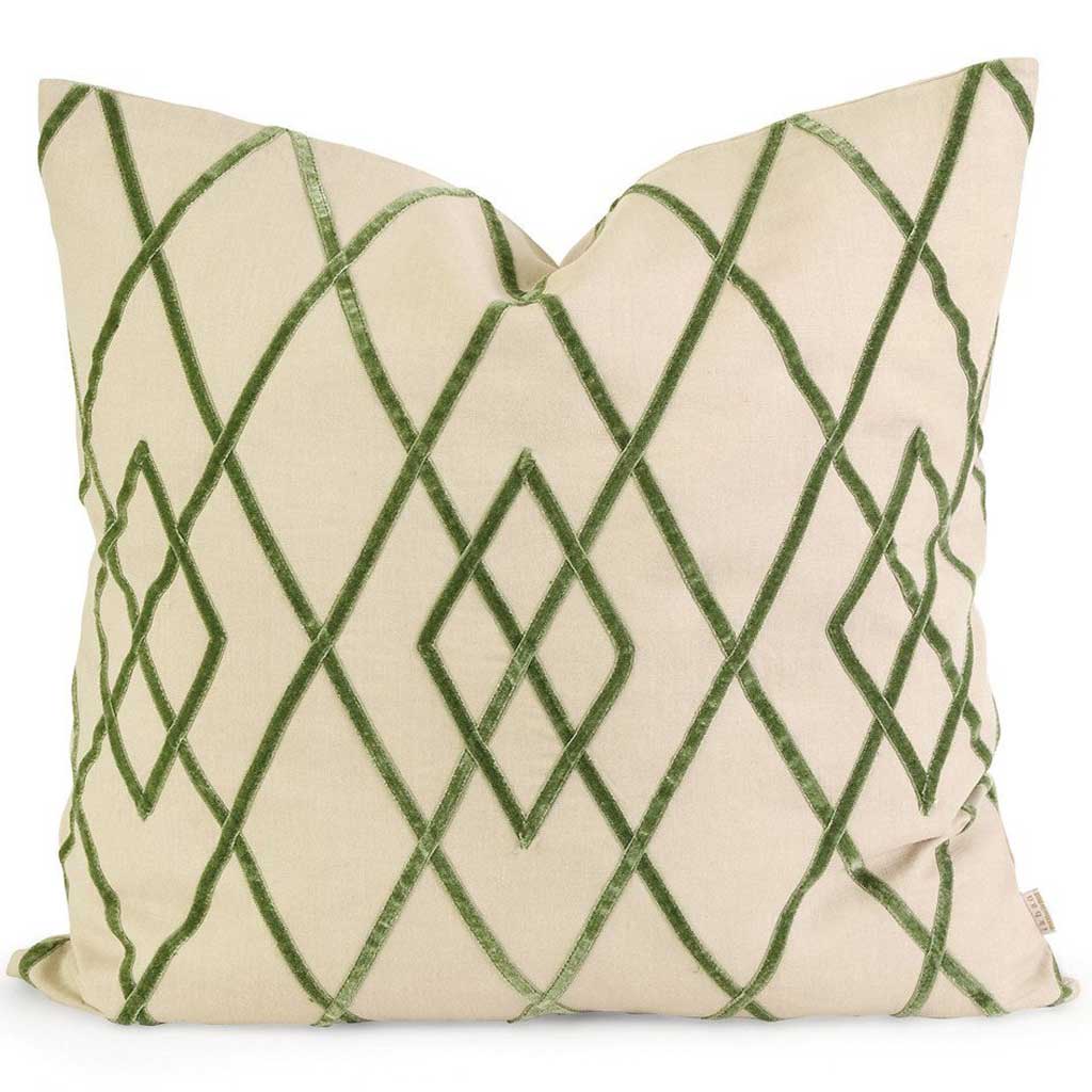 Independence Ayaka Green Velvet on Linen Pillow w/ Down Fill