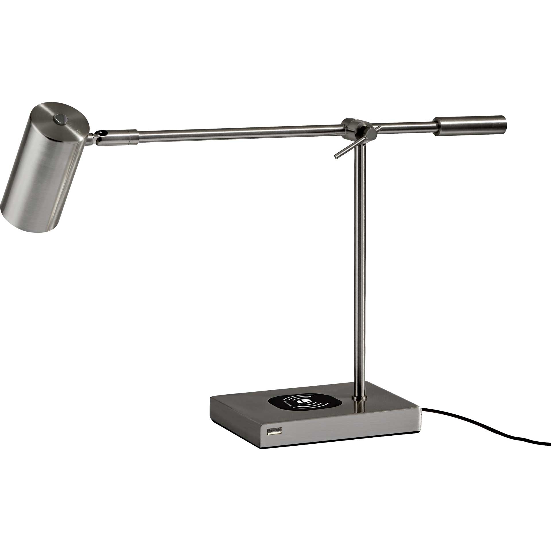 Colombes Wireless Charge Desk Lamp Brushed Steel