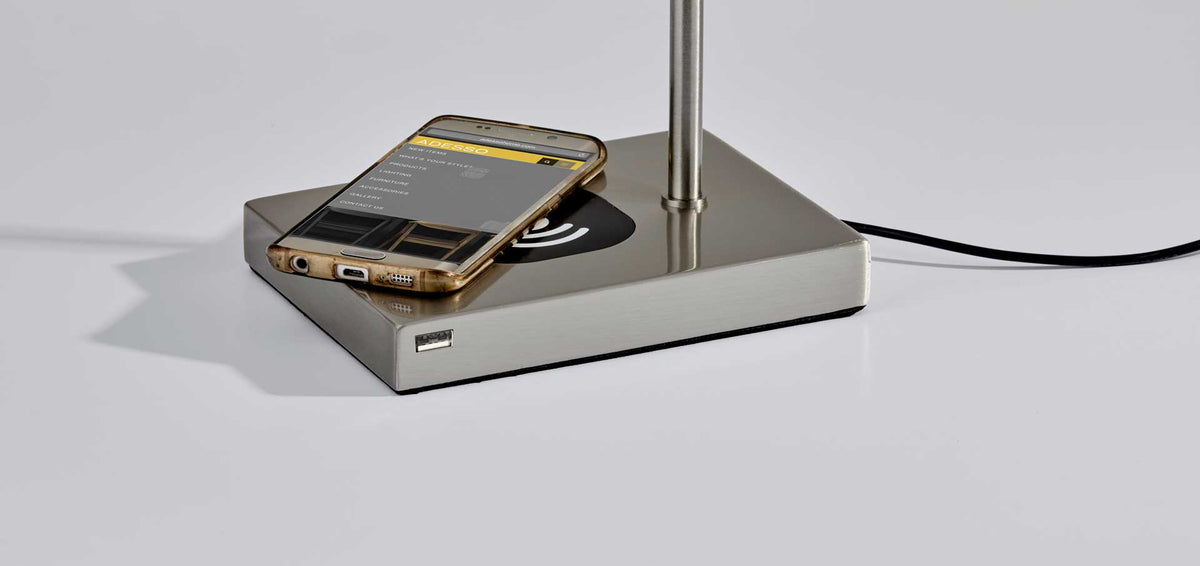 Colombes Wireless Charge Desk Lamp Brushed Steel