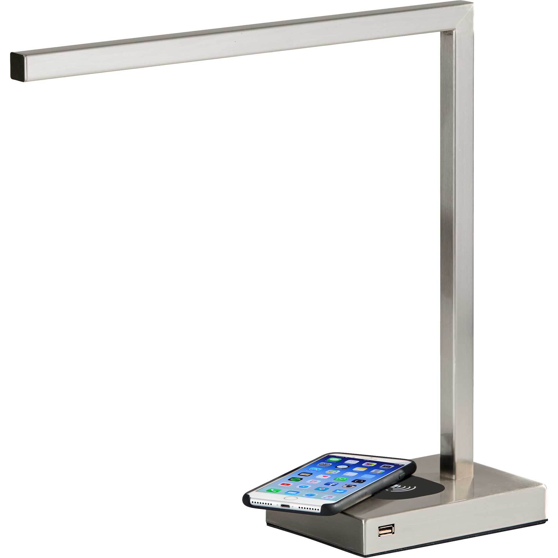 Abbeville Wireless Charge Desk Lamp Brushed Steel