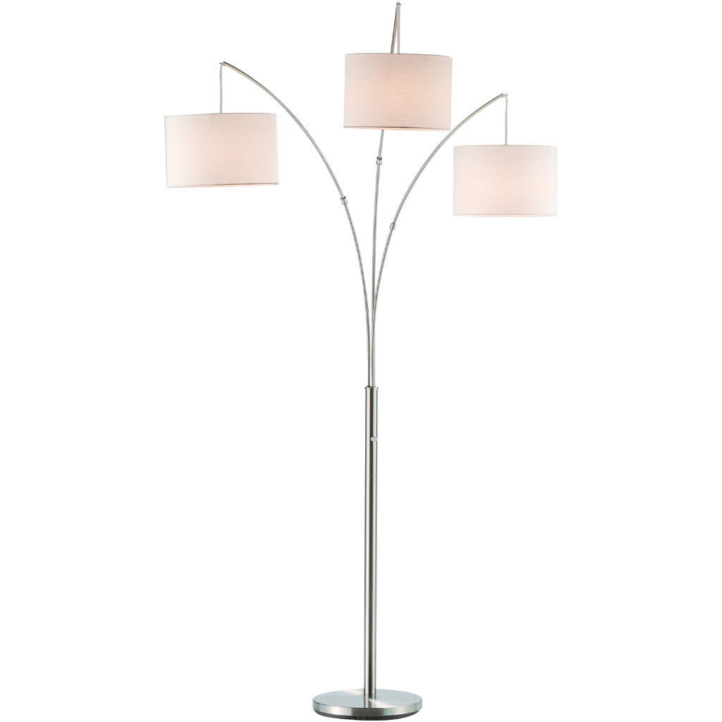 Trident Arc Lamp Brushed Steel
