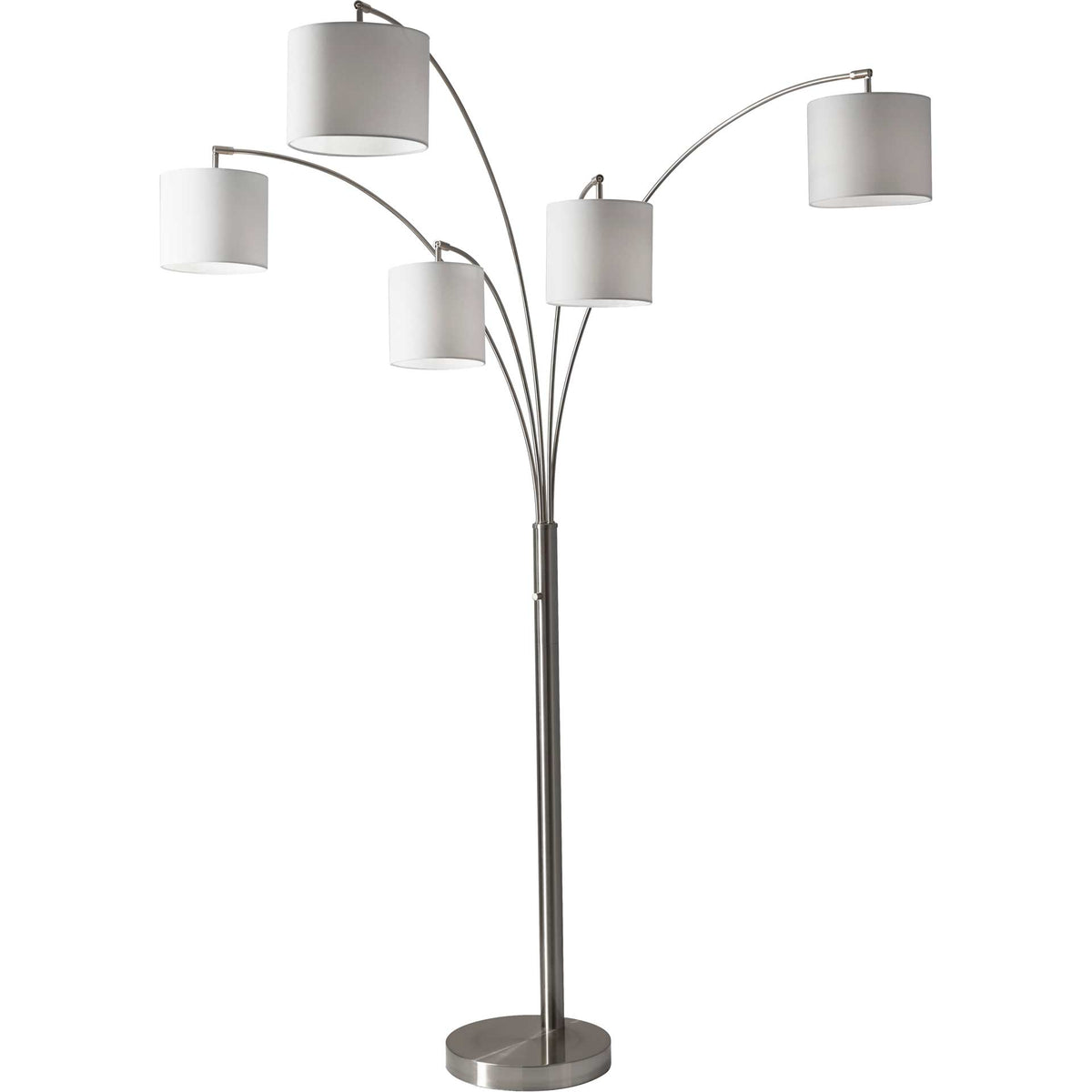 Trident 5-Arm Arc Lamp Brushed Steel