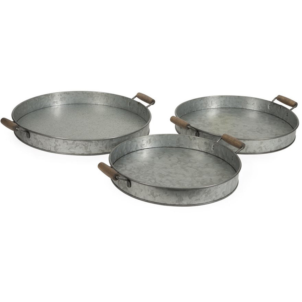 Galvanized Round Trays (Set of 3)