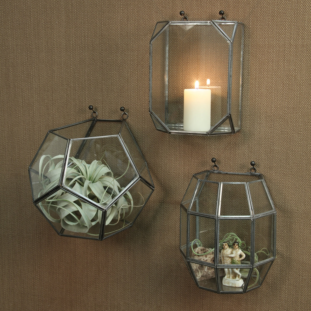 Pollux Leaded Glass Wall Terrarium Dodecahedron