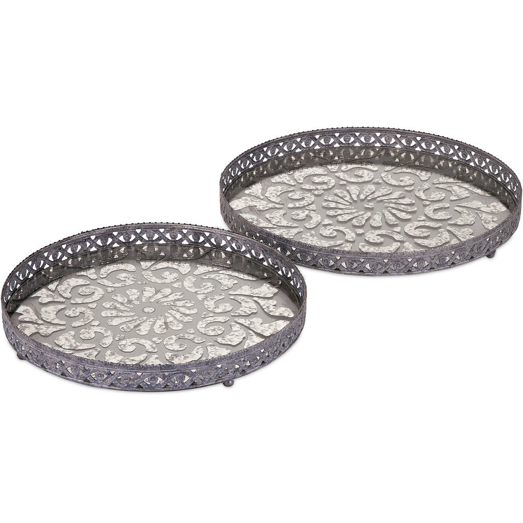Macarthur Glass and Metal Trays (Set of 2)