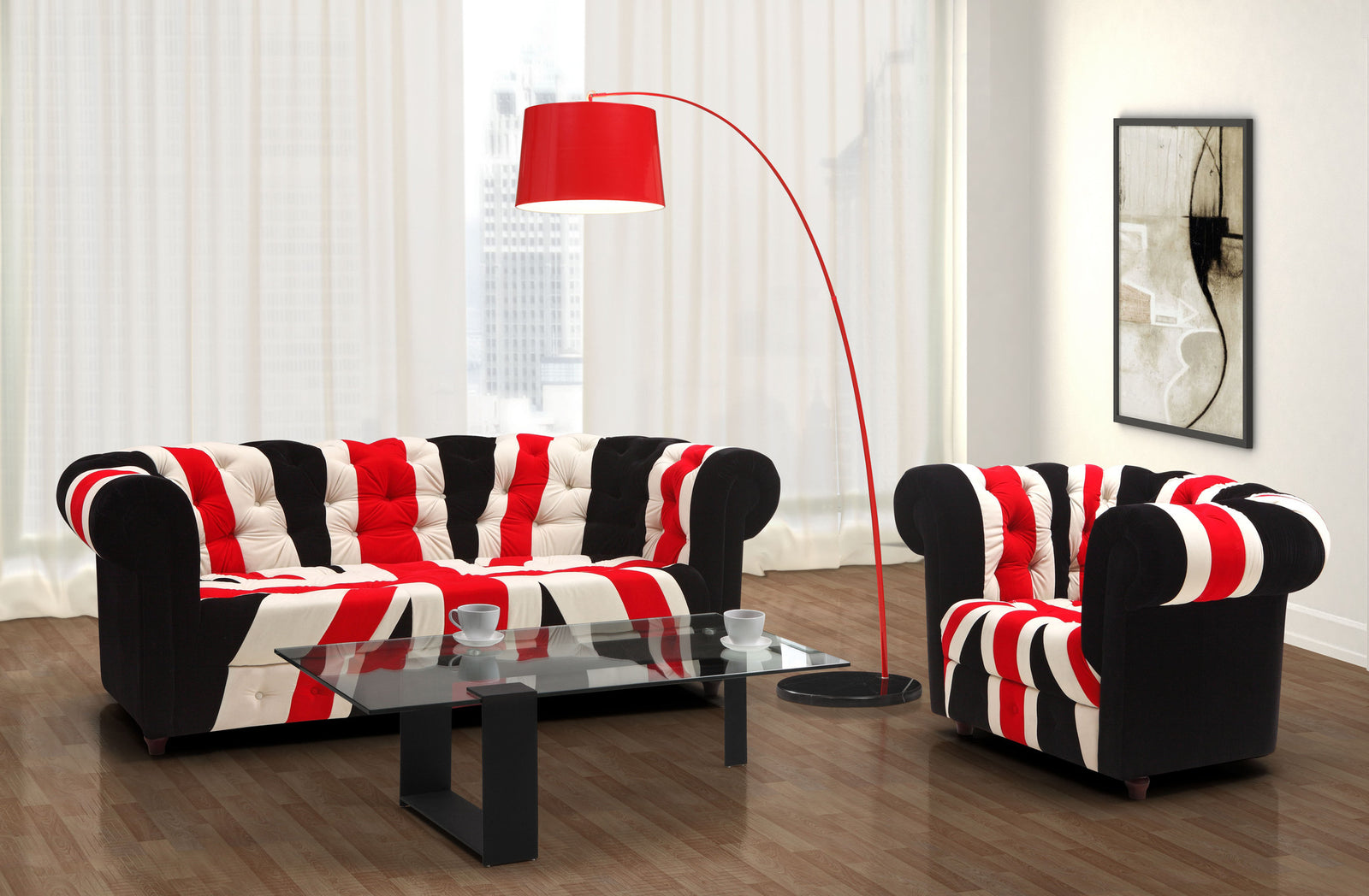 Troy Floor Lamp Red Black Base