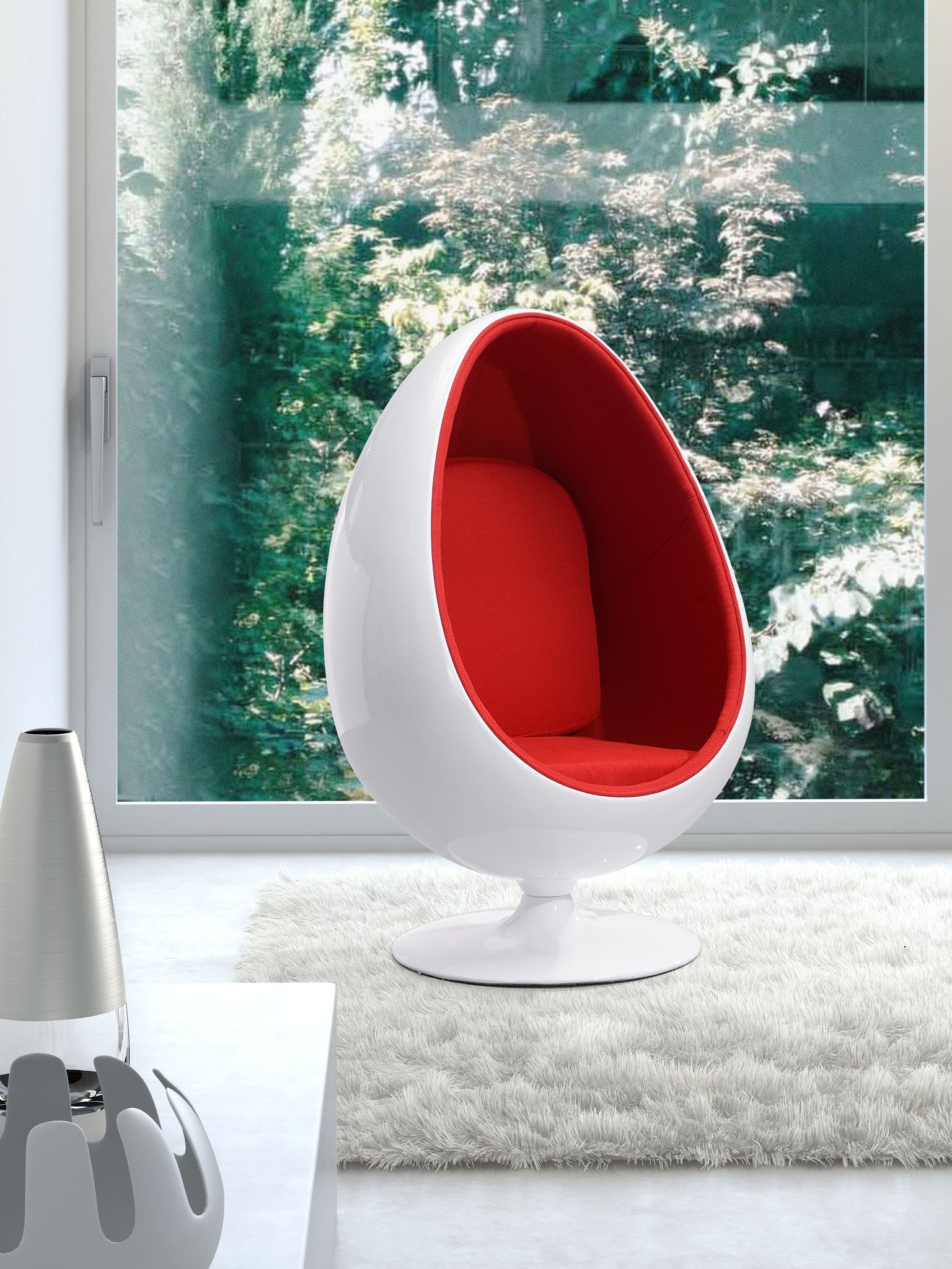 Egg Lounge Chair Red Fabric