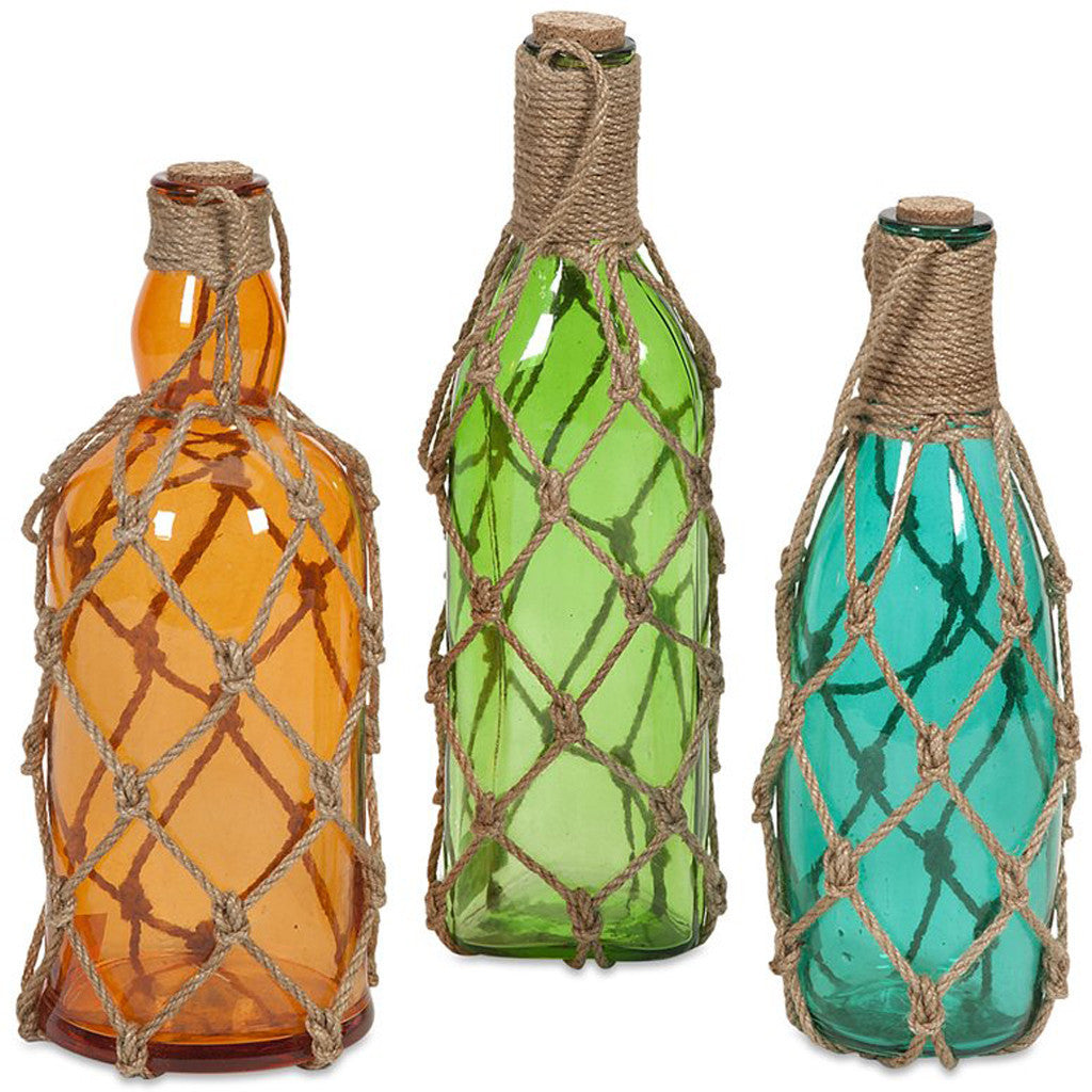 Wilkes Glass Bottles with Jute Hangers (Set of 3)