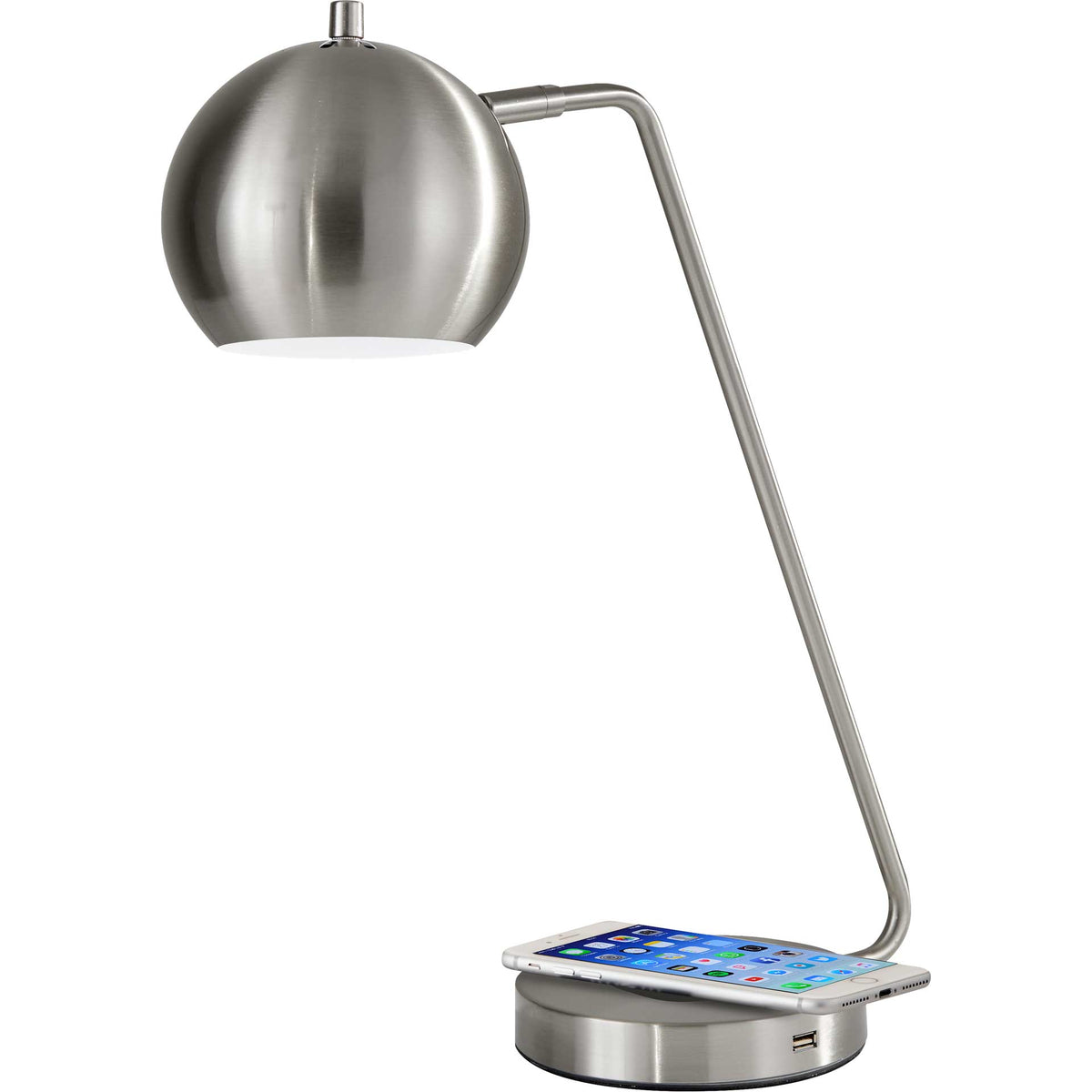 Epernay Wireless Charge Desk Lamp Brushed Steel