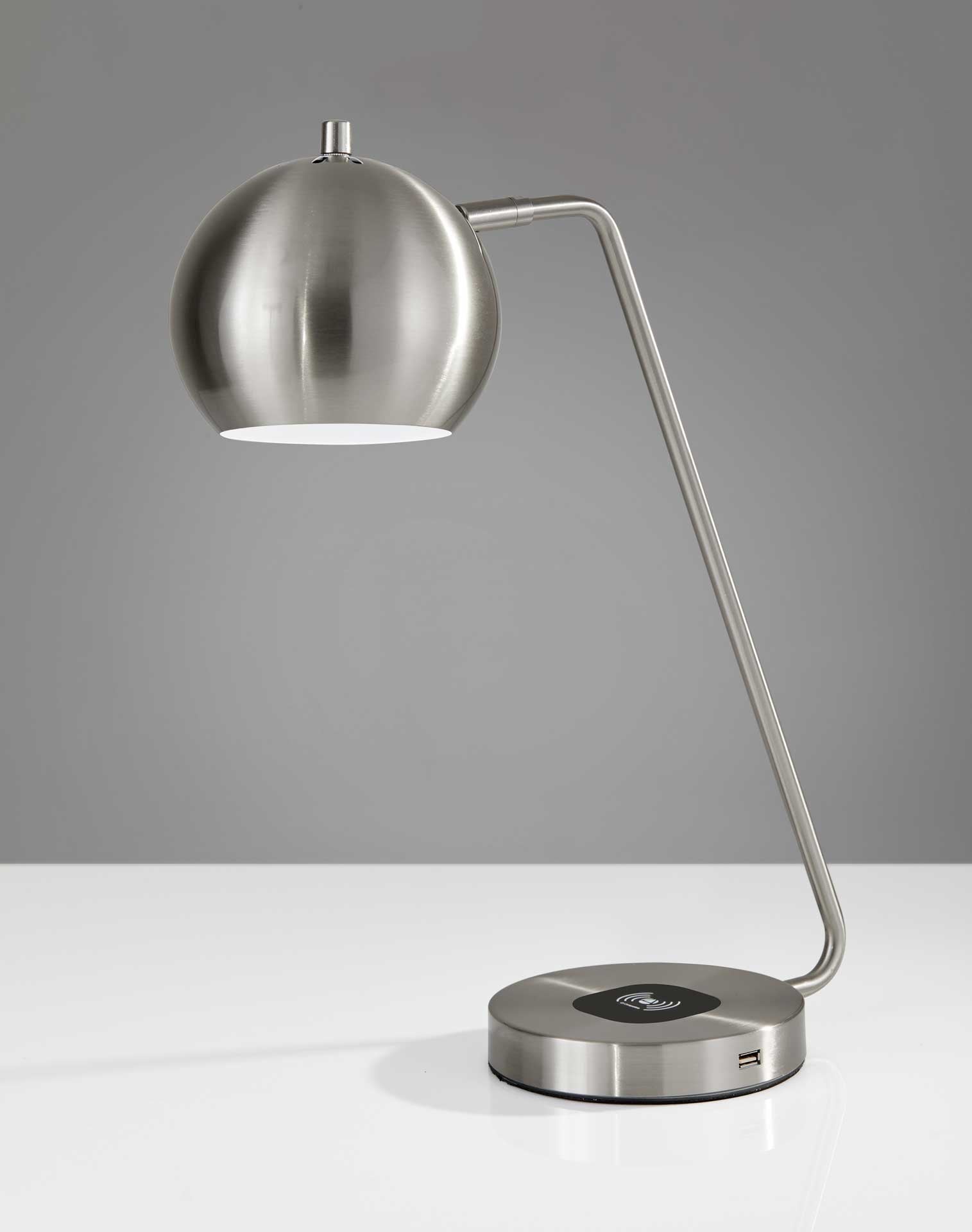 Epernay Wireless Charge Desk Lamp Brushed Steel