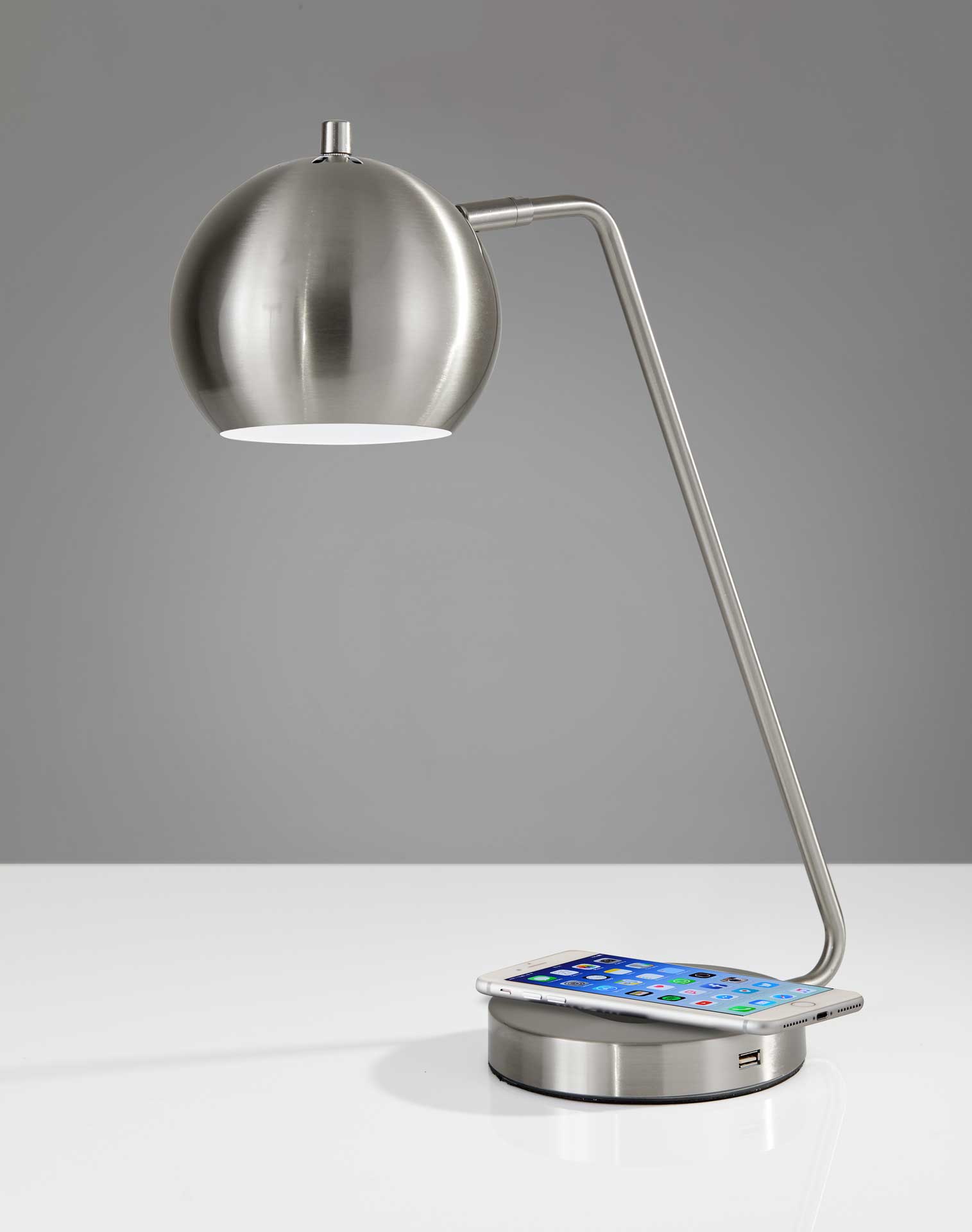 Epernay Wireless Charge Desk Lamp Brushed Steel