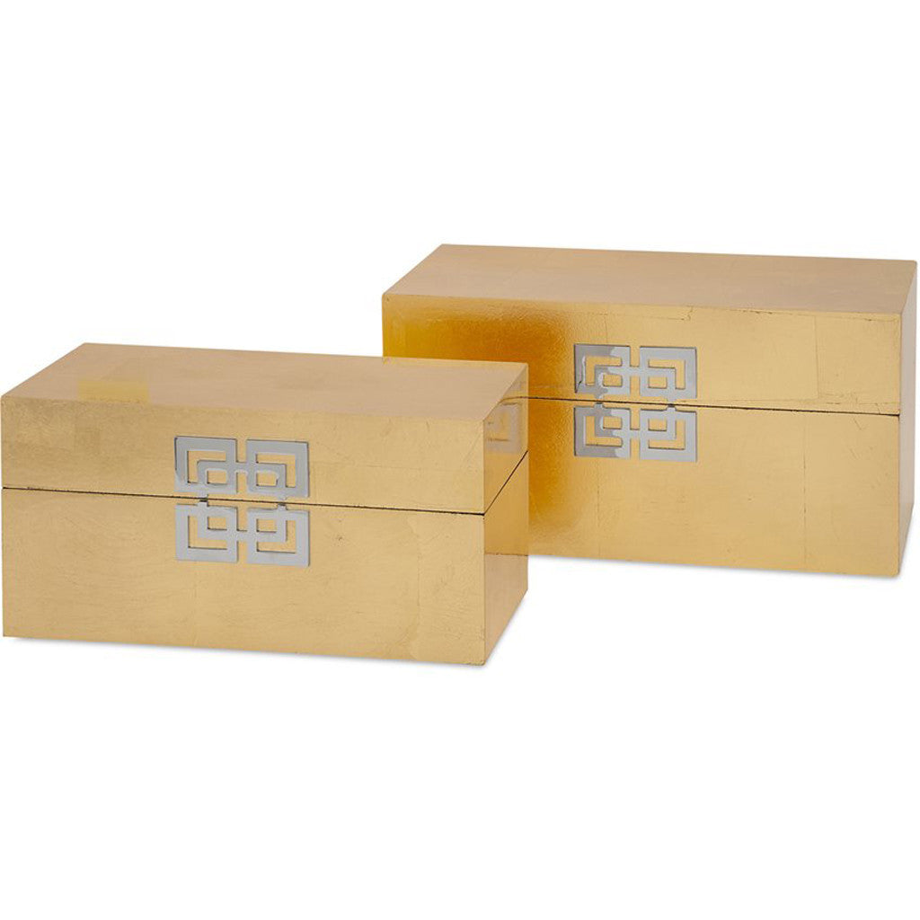 Dent Gold Leaf Boxes (Set of 2)