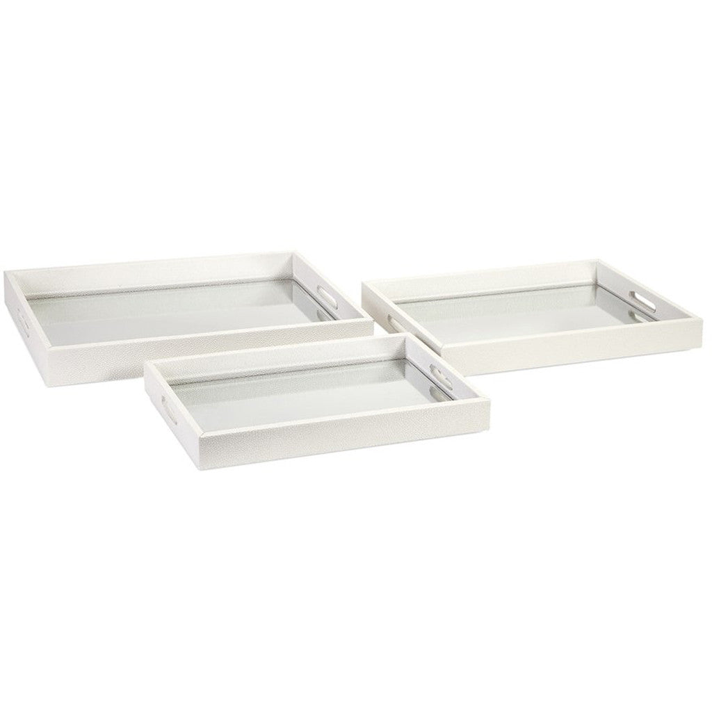 Nikki Chu White Shagreen Trays (Set of 3)