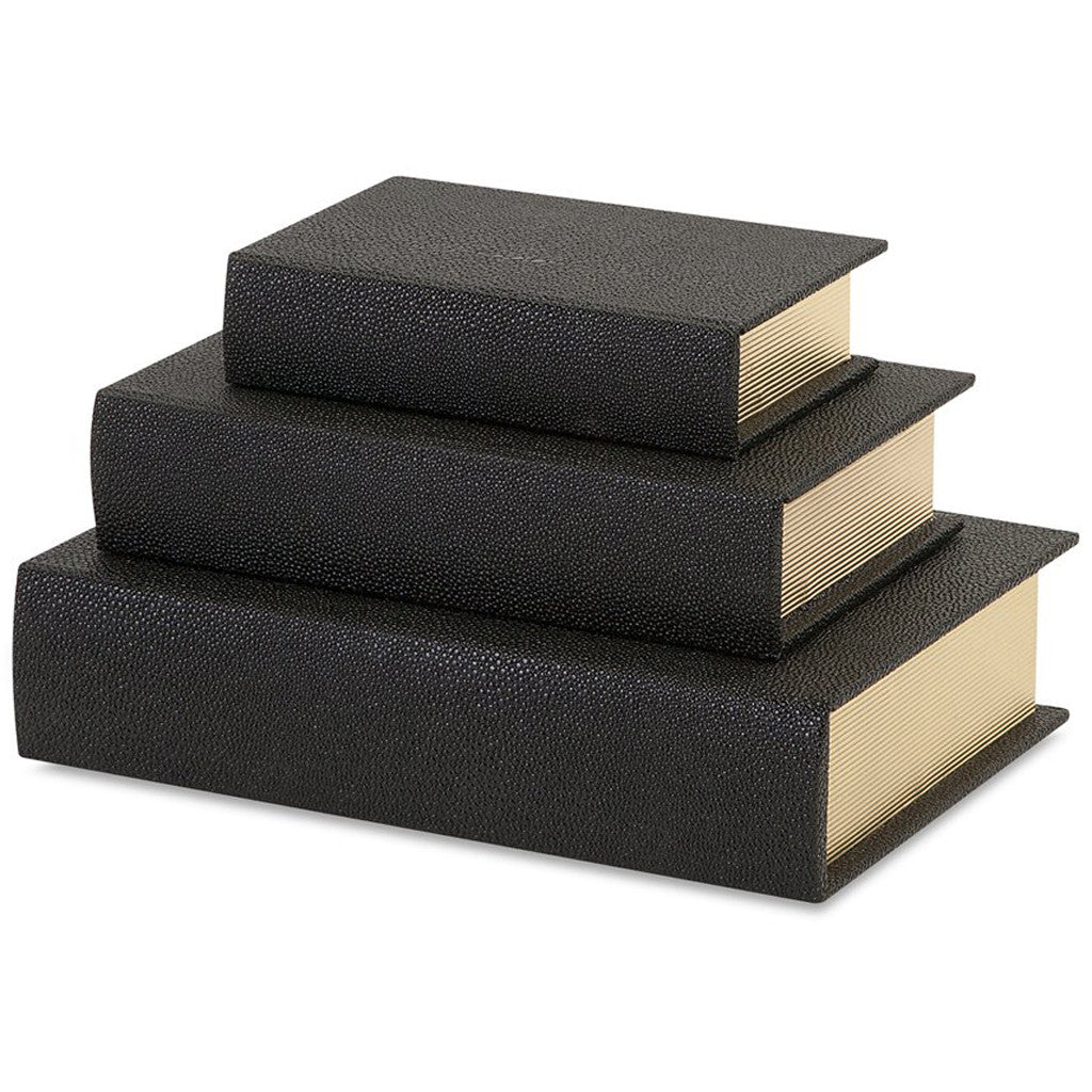 Nikki Chu Black Shagreen Book Boxes (Set of 3)