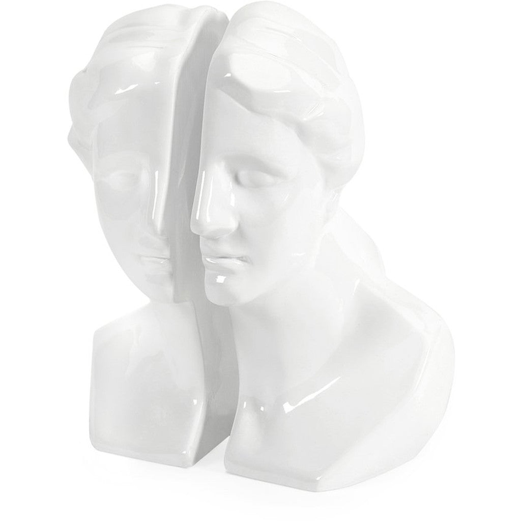 White Greek Lady Bookends (Set of 2)