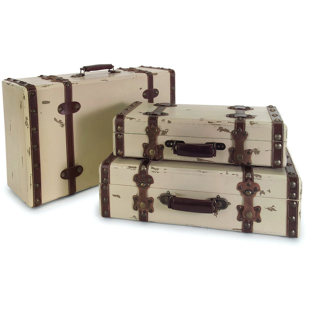 Antique Ivory Suitcases (Set of 3)