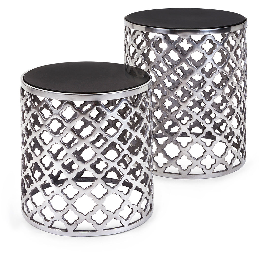 Abrams 2-Piece Black Marble Top Tables