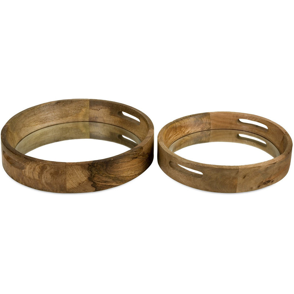 Peach Mirrored Serving Trays (Set of 2)