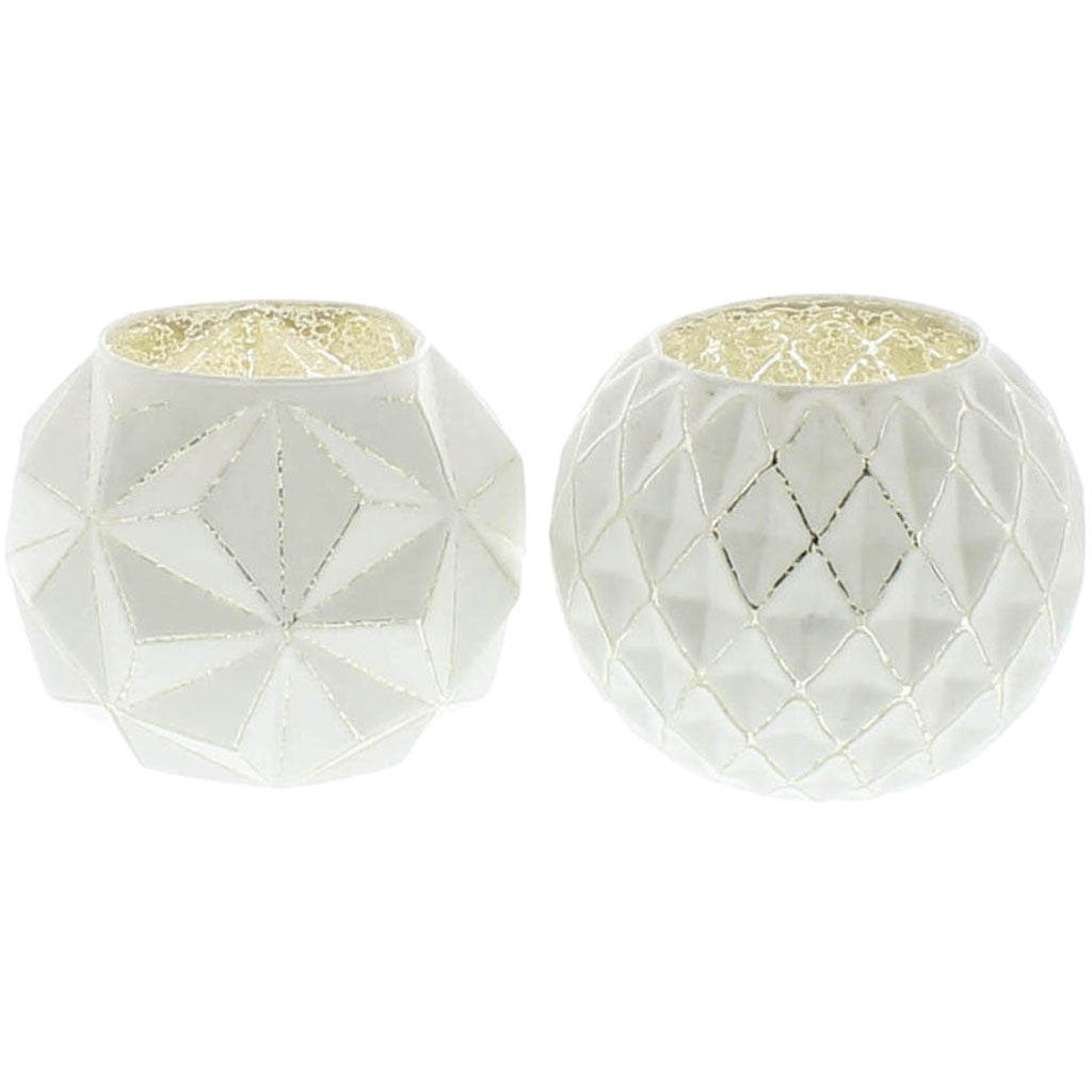 Geometric Glass Votive Cups (Set of 2)
