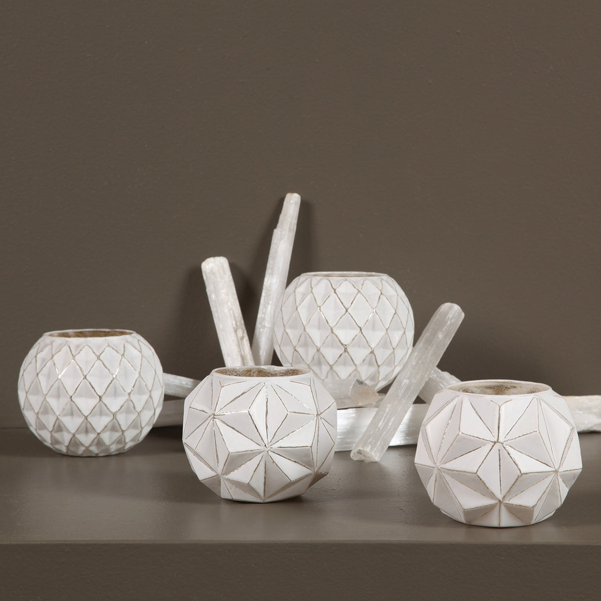 Geometric Glass Votive Cups (Set of 2)