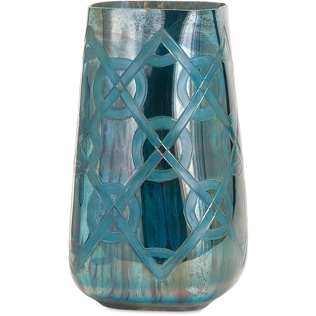 Packer Blue Small Etched Vase