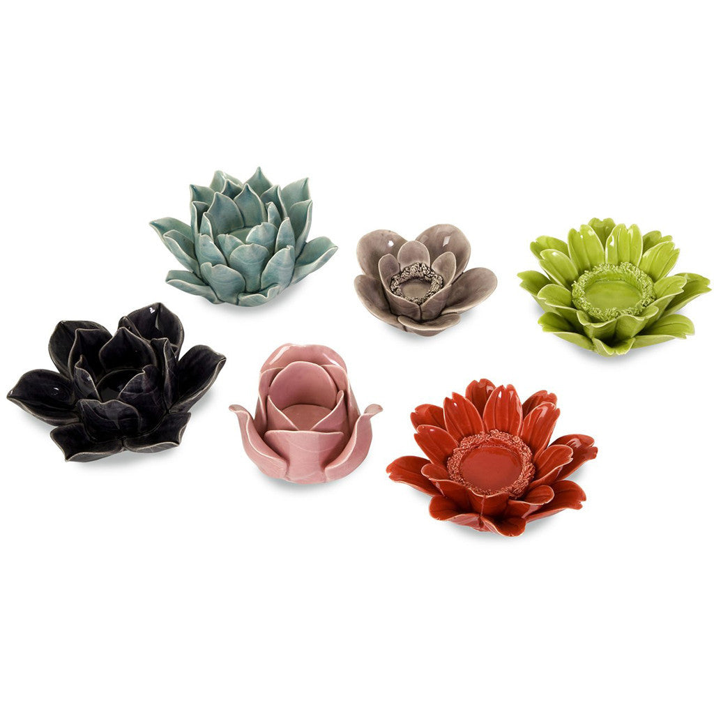 LaSalle Assorted Flower Candle Holders (Set of 6)