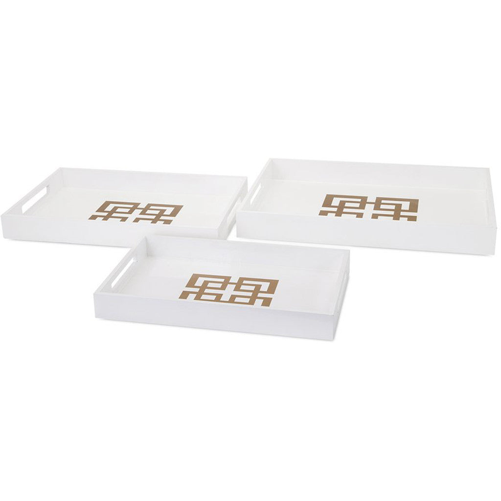 Gooding White Lacquer Trays (Set of 3)