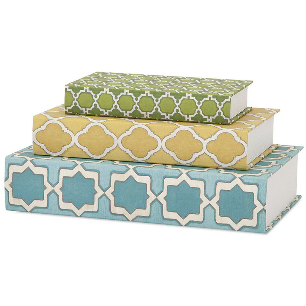 Massac Geometric Print Book Boxes (Set of 3)