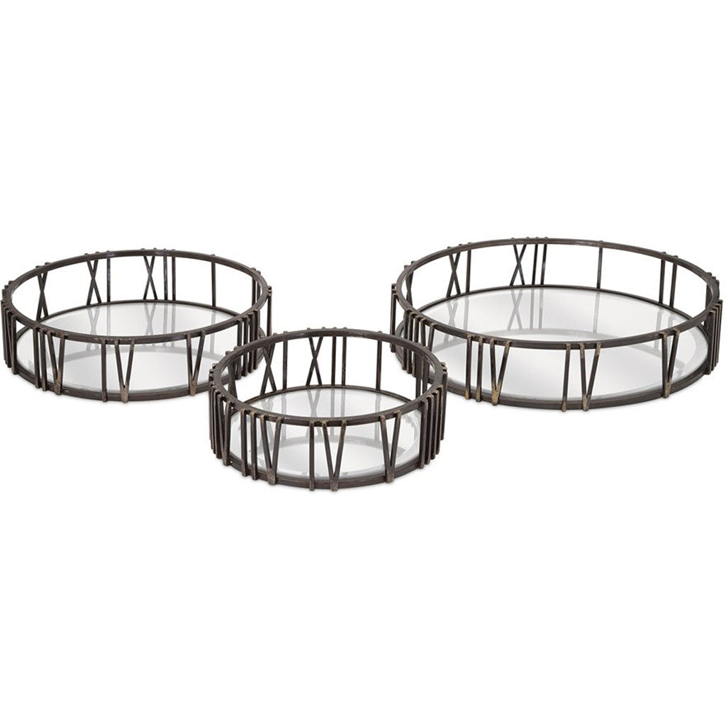 Roman Time Mirror Tray Wall Decor (Set of 3)